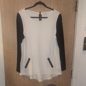 Chico's White and Black Long Sleeve Blouse